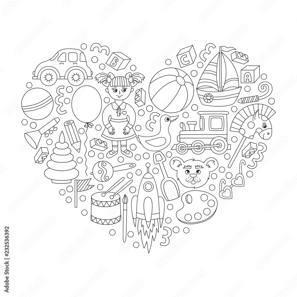 Children toys cute doodle icons vector Children toys cute doodle icons vector