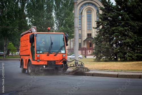 Municipal Cleaning Mashine on the street