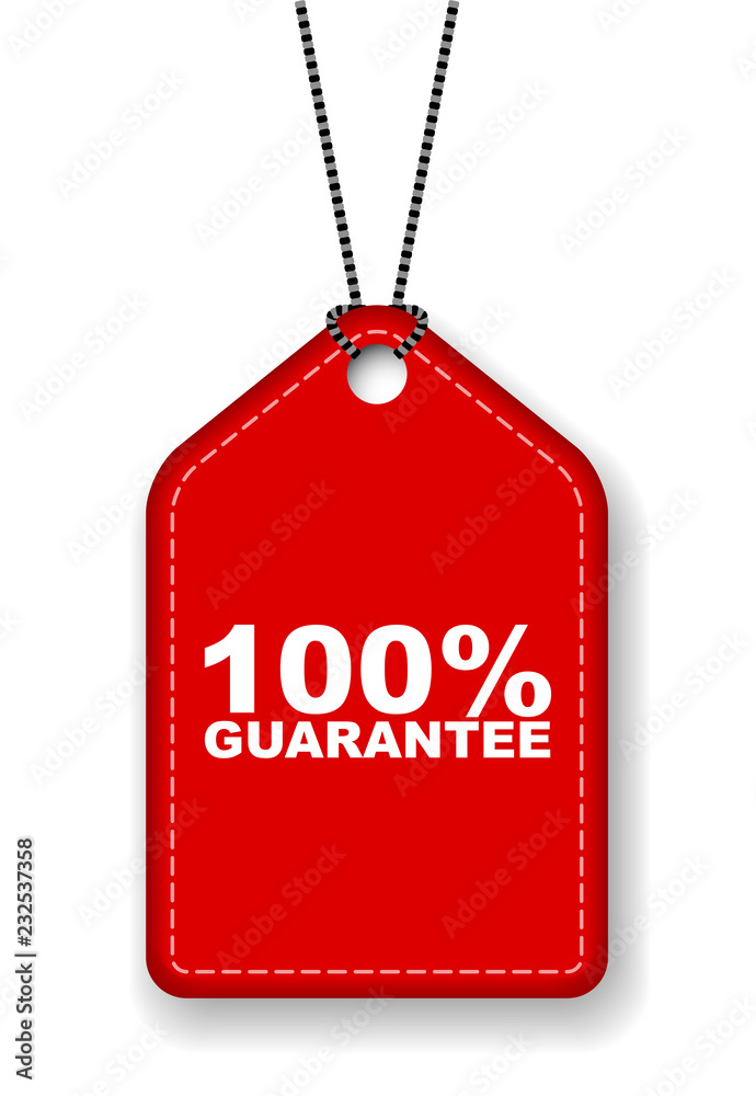 red vector banner 100% guarantee