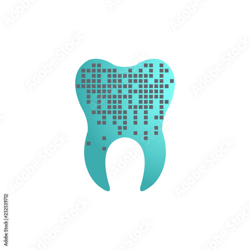 Tooth logo for dental clinic. New Technogy concept.Flat illustration tooth logo icon for  business and web design.Vector Eps10.