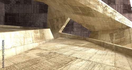 Abstract white and concrete interior. 3D illustration and rendering.