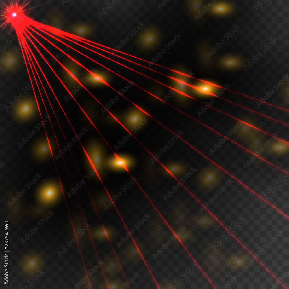 Abstract laser beam. Transparent isolated on black background. Vector illustration.
