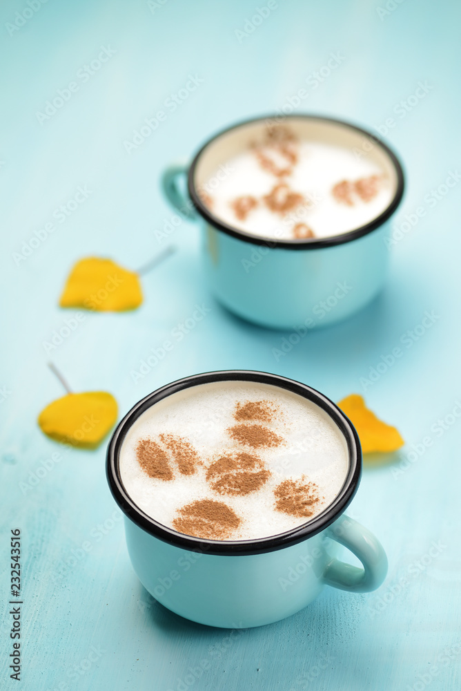 Autumn cappuccino coffee cups Autumn cappuccino coffee cups