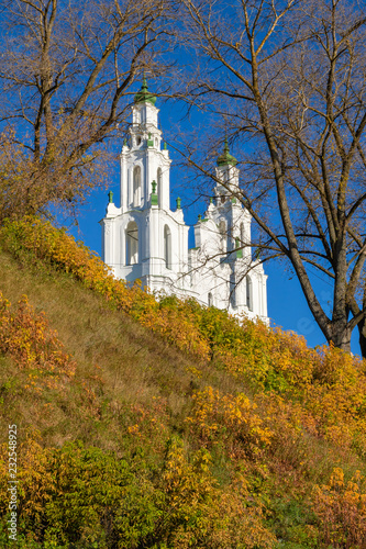 St. Sophia Cathedral of Polotsk in the city autumn landscape