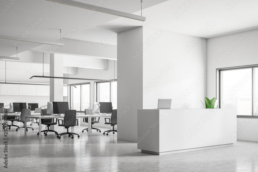 Open space office and reception desk Open space office and reception desk
