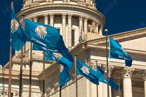 State Flag flies over Oklahoma State Capitol, Oklahoma City OK photo