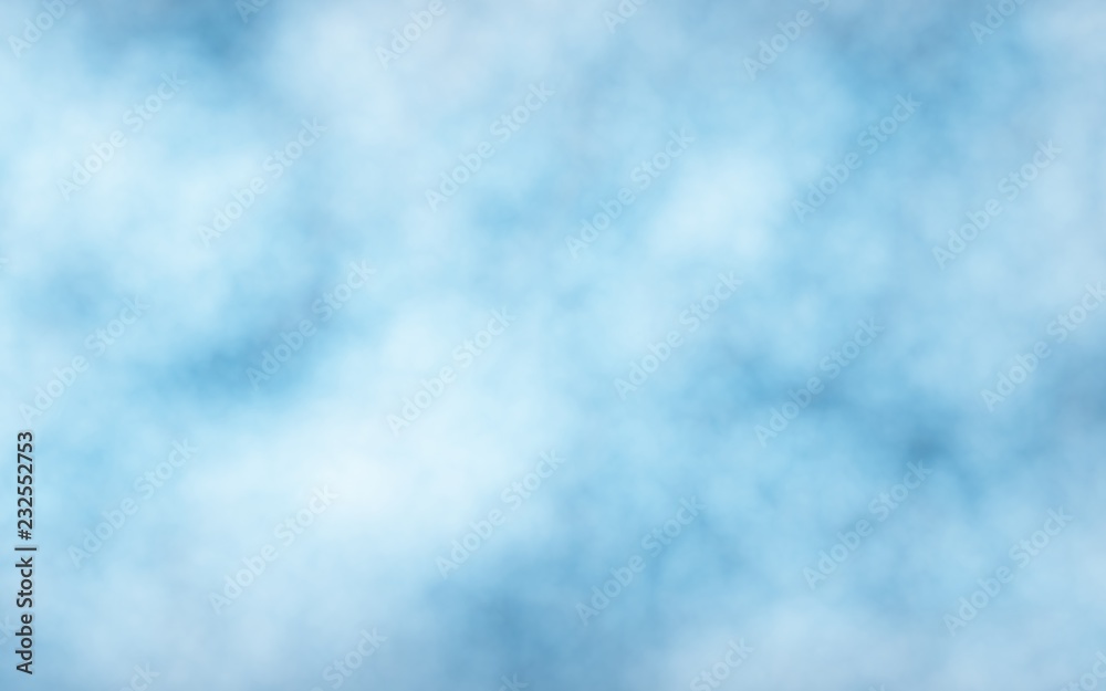 Background of abstract white color smoke isolated on blue color background. The wall of white fog. 3D illustration