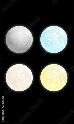 4 Moons with Glows