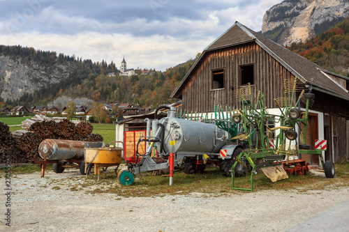 Various agricultural machinery. Village Unterburg, Styria, Austria photo