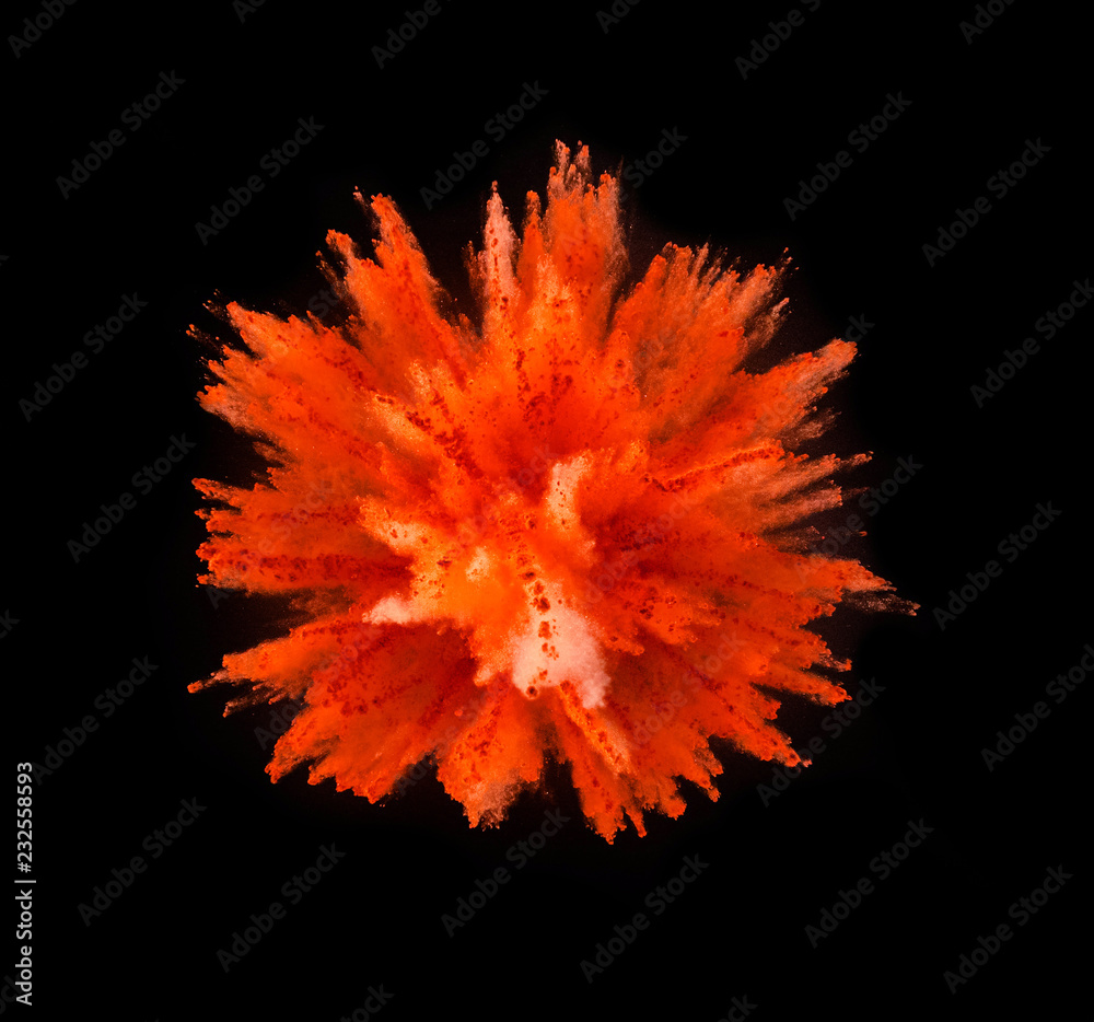 Explosion of yellow powder on black background Explosion of yellow powder on black background