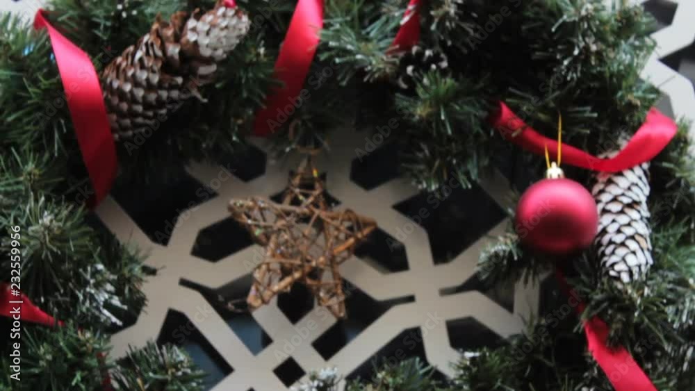 Christmas wreath,A Christmas wreath is hung over the door for Christmas Christmas wreath,A Christmas wreath is hung over the door for Christmas