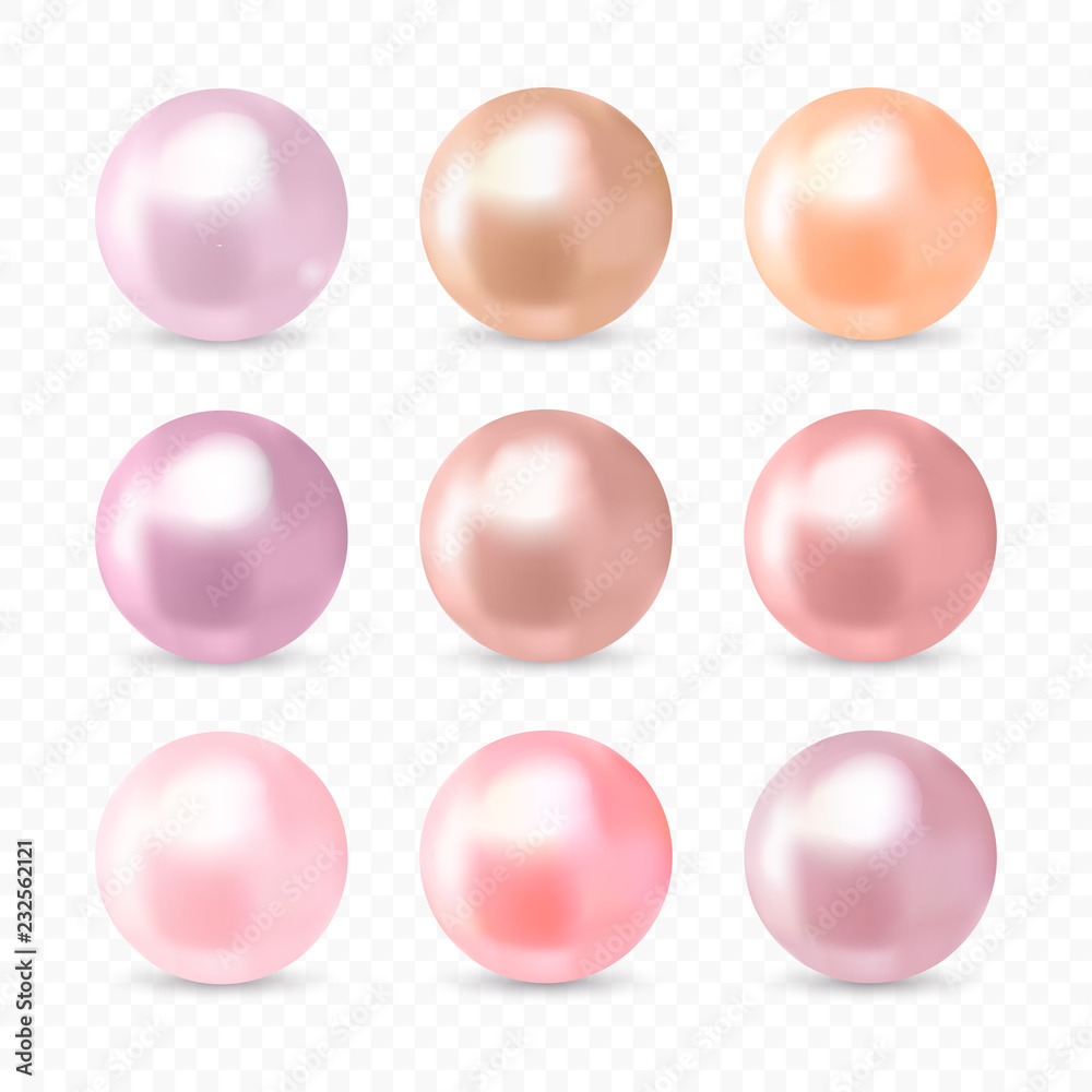 Beautiful realistic pink pearl collection. 