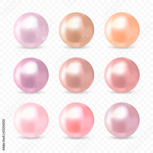 Beautiful realistic pink pearl collection. 
