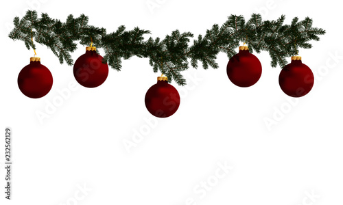 Christmas Garland with Red Ornaments