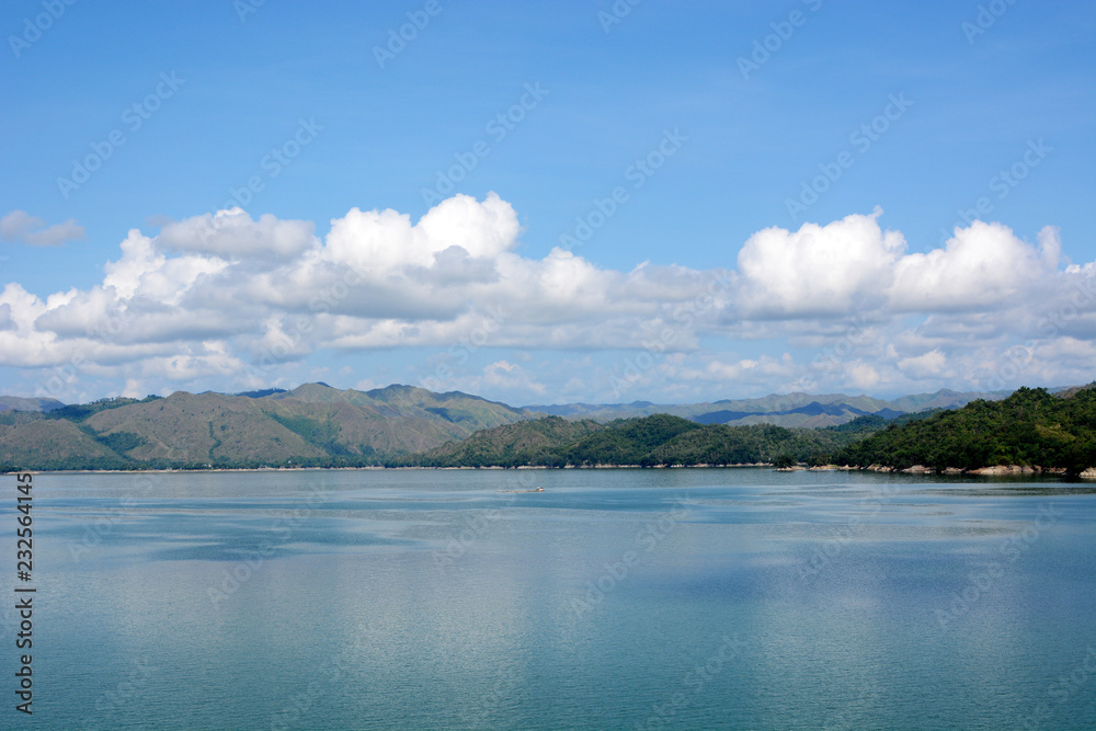 Huge lake formed due to Magat Hydro Electric  Dam construction, placing towns underwater