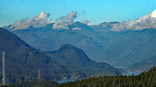 Indian Arm and North Shore Mountains from Burnaby Mountain Park