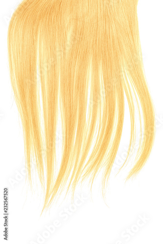 Lush blond hair isolated on white background