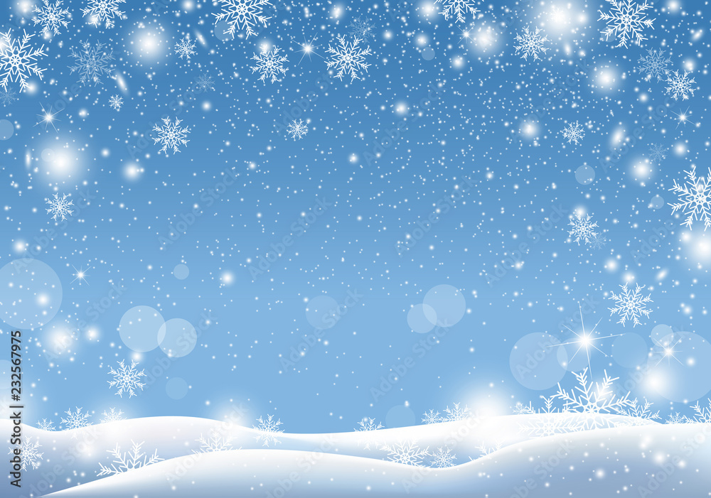 Christmas background design of snow falling winter season vector illustration