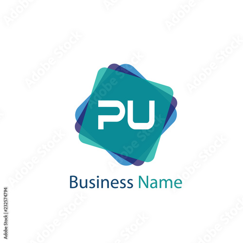 Initial letter PU Logo Template Design