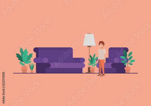 teenager boy in livingroom