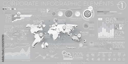 Corporate Infographic Elements In Gray And White