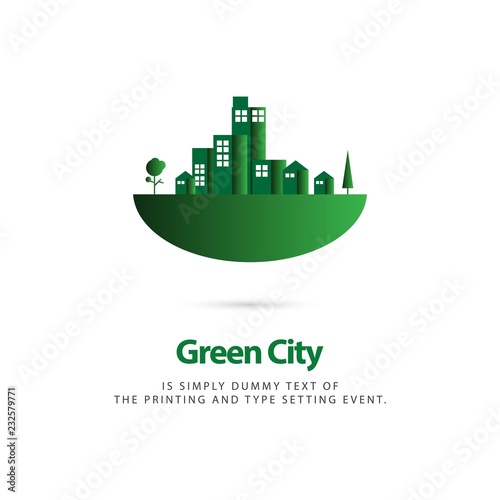 Green City Vector Template Design Illustration