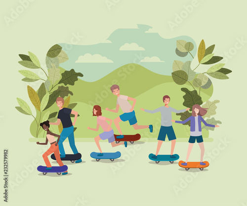 group of people in skateboard on the park