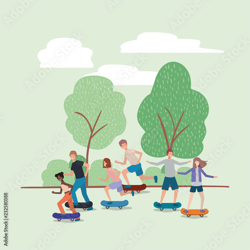 group of people in skateboard on the park