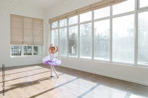 Girl dancing in ballet studio