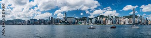 Super Wide Panorama of Hong Kong skyline at daytime