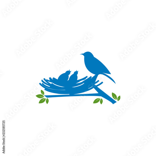 birds family in love logo design