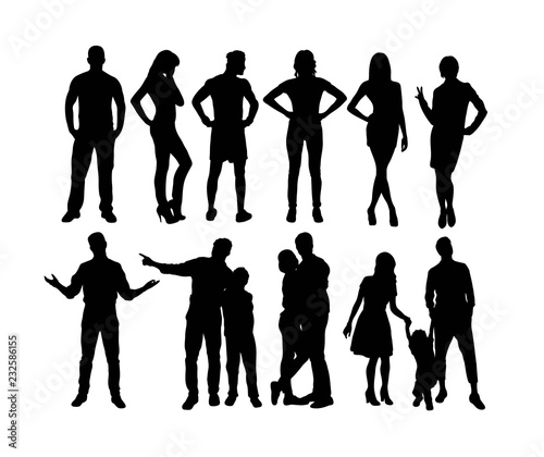 Standing and Activity People Silhouettes, art vector design