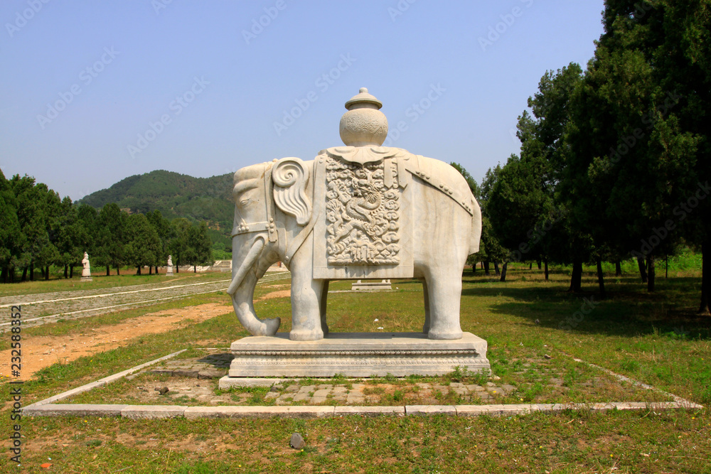 Stone animal landscape architecture in the Eastern Tombs of the Qing Dynasty, China. Stone animal landscape architecture in the Eastern Tombs of the Qing Dynasty, China.