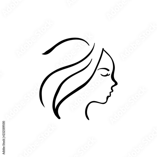 Beauty Face Side View Simple Line