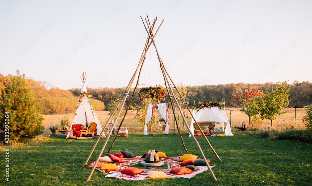 Decorated tent for an outdoor party Decorated tent for an outdoor party