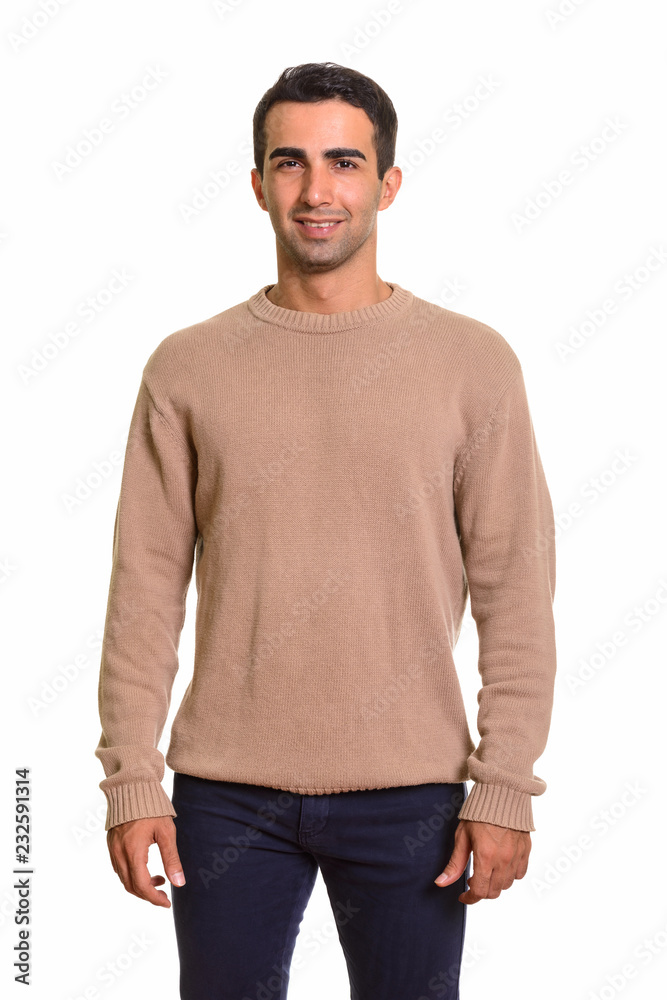 Portrait of young handsome Persian man against white background Portrait of young handsome Persian man against white background