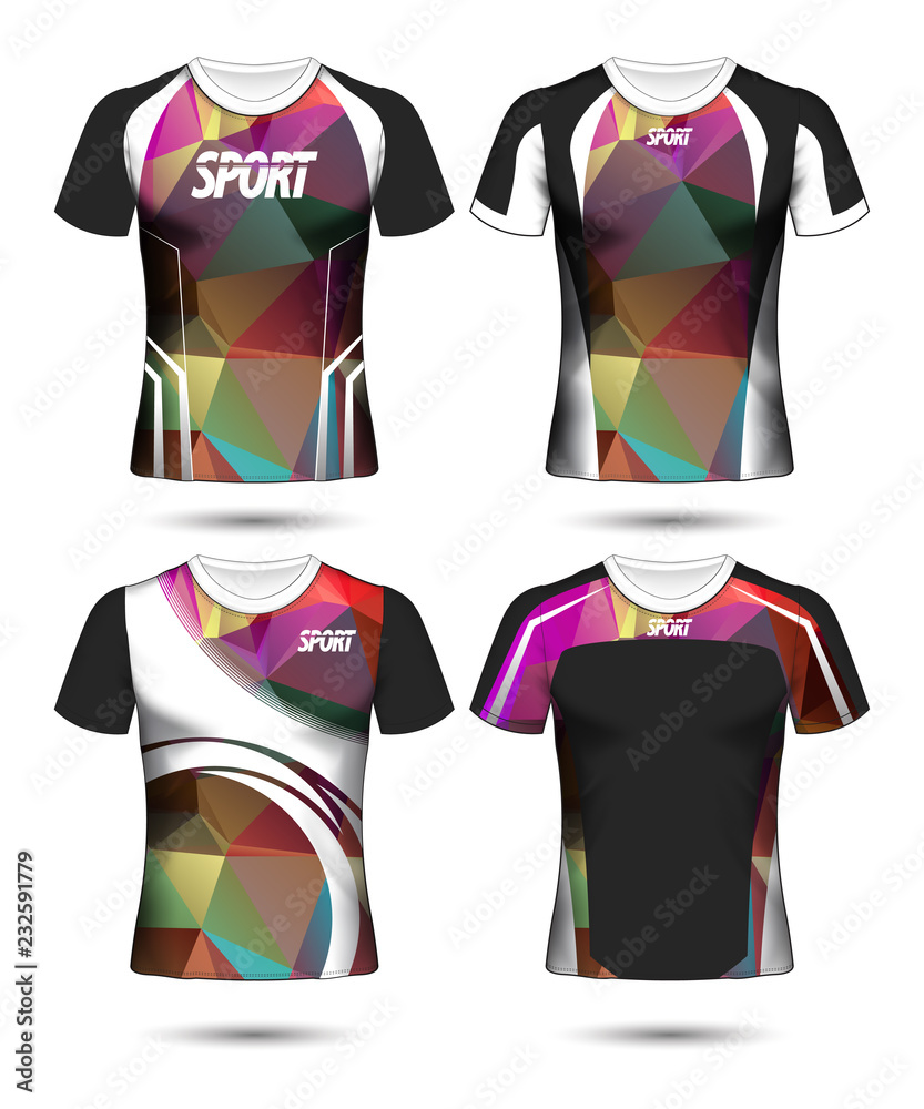 Set of Soccer sport t-shirt layout design poly template and polo shirt vector illustration Set of Soccer sport t-shirt layout design poly template and polo shirt vector illustration