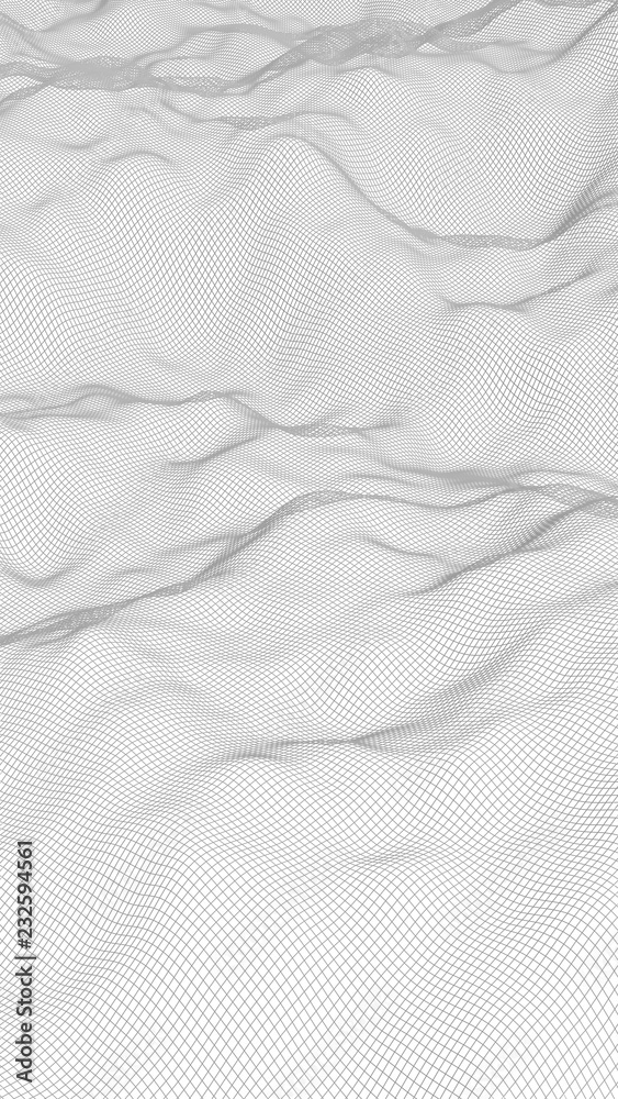 Abstract landscape on a white background. Cyberspace grid. Hi-tech network. 3d technology illustration Abstract landscape on a white background. Cyberspace grid. Hi-tech network. 3d technology illustration