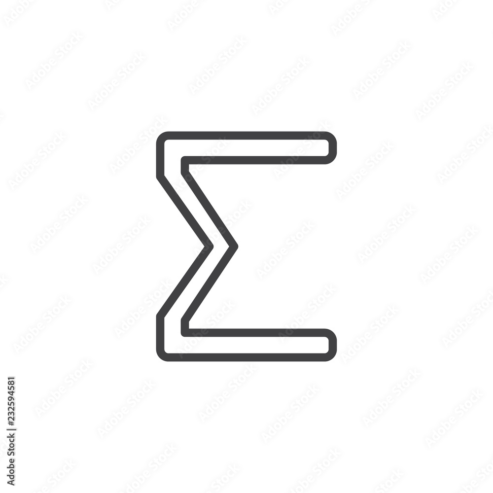 Sigma letter outline icon. linear style sign for mobile concept and web design. Greek alphabet symbol simple line vector icon. Symbol, logo illustration. Pixel perfect vector graphics Sigma letter outline icon. linear style sign for mobile concept and web design. Greek alphabet symbol simple line vector icon. Symbol, logo illustration. Pixel perfect vector graphics
