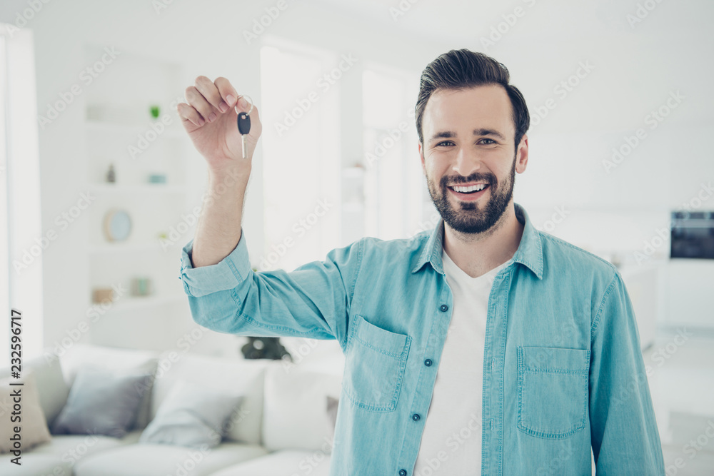 Style stylish trendy charming cheerful bearded man stand in blue Style stylish trendy charming cheerful bearded man stand in blue