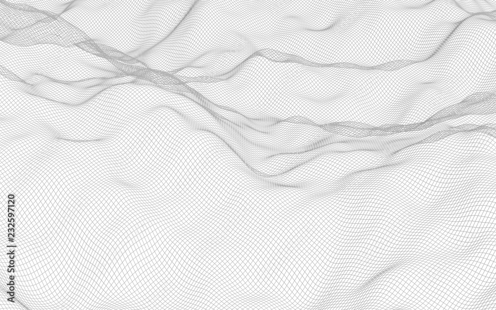 Abstract landscape on a white background. Cyberspace grid. Hi-tech network. 3d technology illustration Abstract landscape on a white background. Cyberspace grid. Hi-tech network. 3d technology illustration