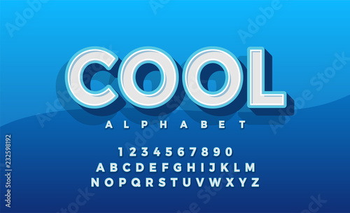 Font 3d Alphabet Retro Typeace. Typography classic style blue colur font set for logo, Poster, Invitation. vector illustrator