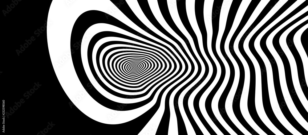 Pattern with optical illusion. Black and white design. Abstract striped background. Vector illustration. Pattern with optical illusion. Black and white design. Abstract striped background. Vector illustration.