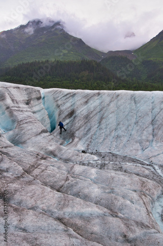 A hiker on glacier,  Wrangell - St Elias National park photo