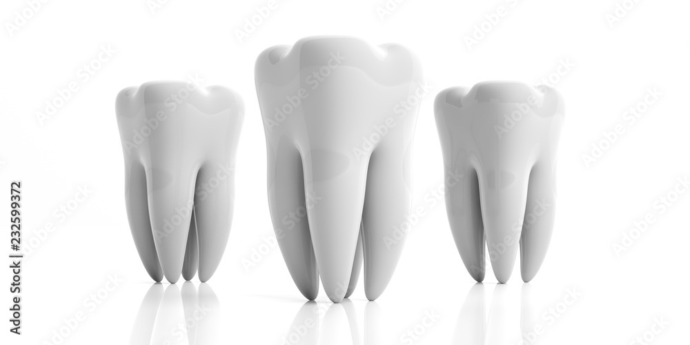 Clean shiny teeth isolated on white background. 3d illustration Clean shiny teeth isolated on white background. 3d illustration