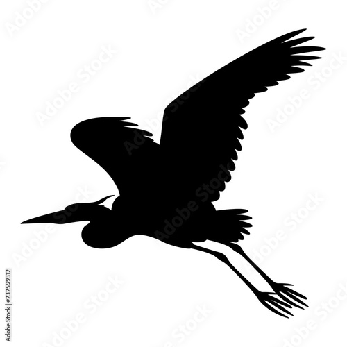 the heron is flying vector illustration black silhouette