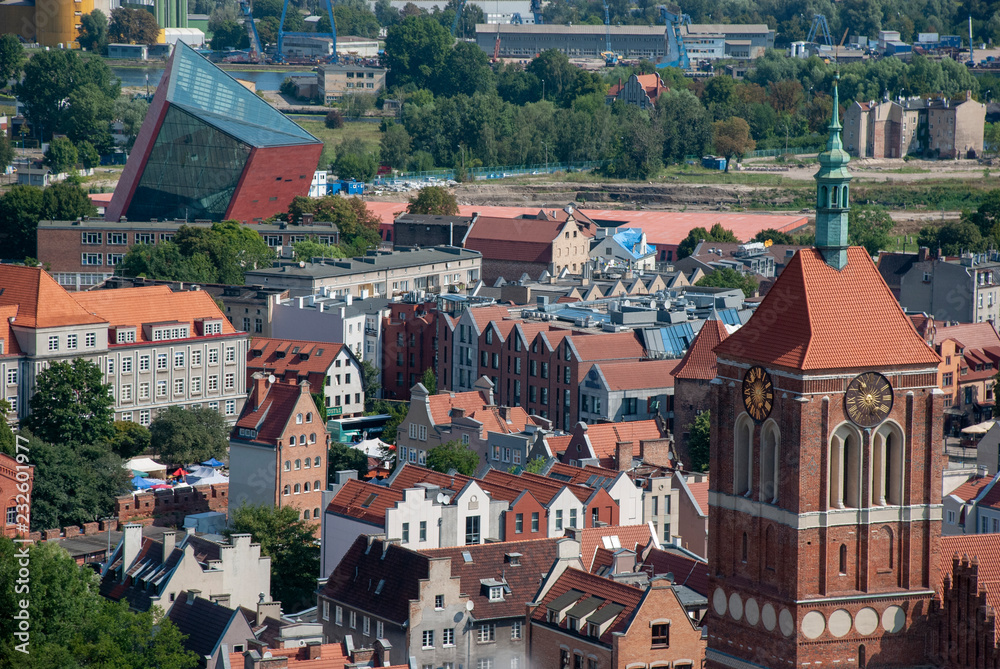 Obraz premium Blick über Danzig, Polen aus der Vogelperspektive