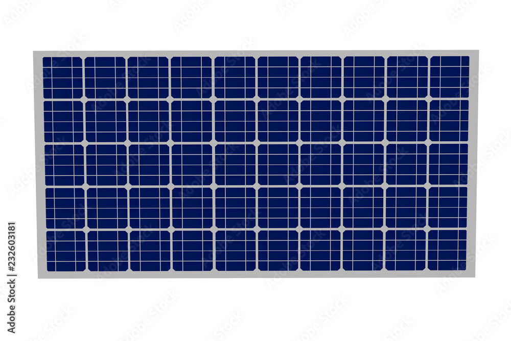Solar panel isolated on white background - industrial illustration, 3D illustration Solar panel isolated on white background - industrial illustration, 3D illustration