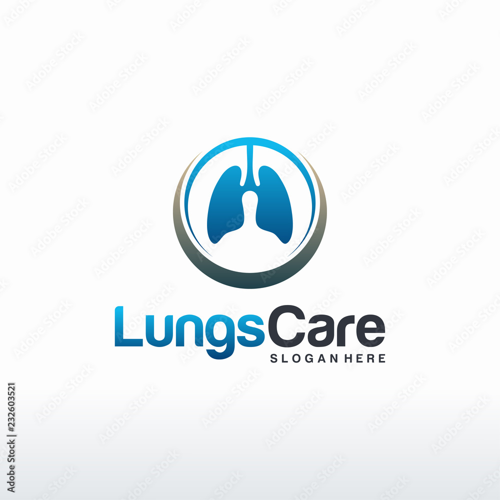 Lungs Care logo designs concept vector, Lungs Shield logo template