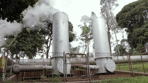 Steam Gushing Trough Valve Control Chimney at Kamojang Geothermal Power Plant photo